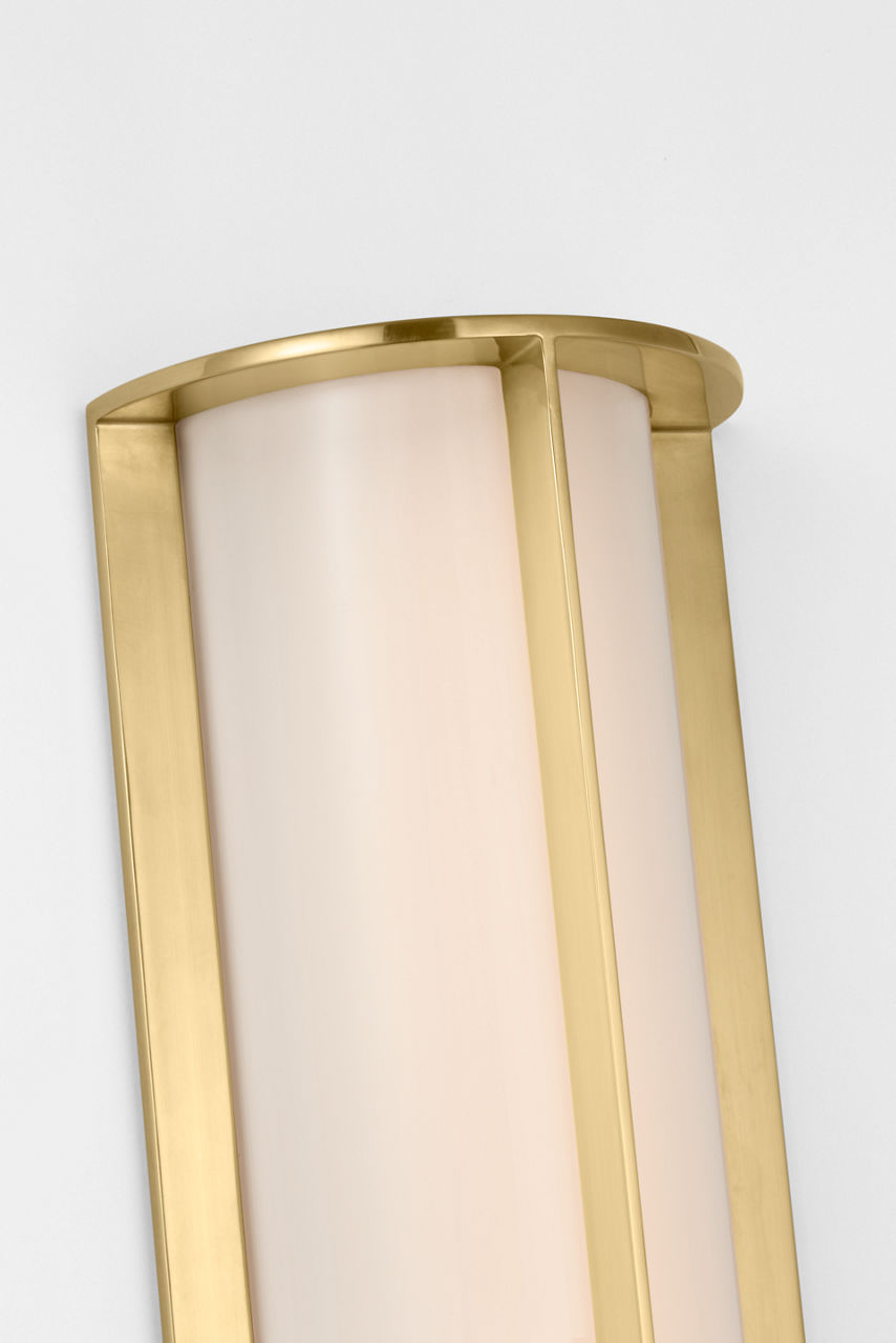 Phinn 18" Linear Bath Sconce | Soft Brass | White Glass