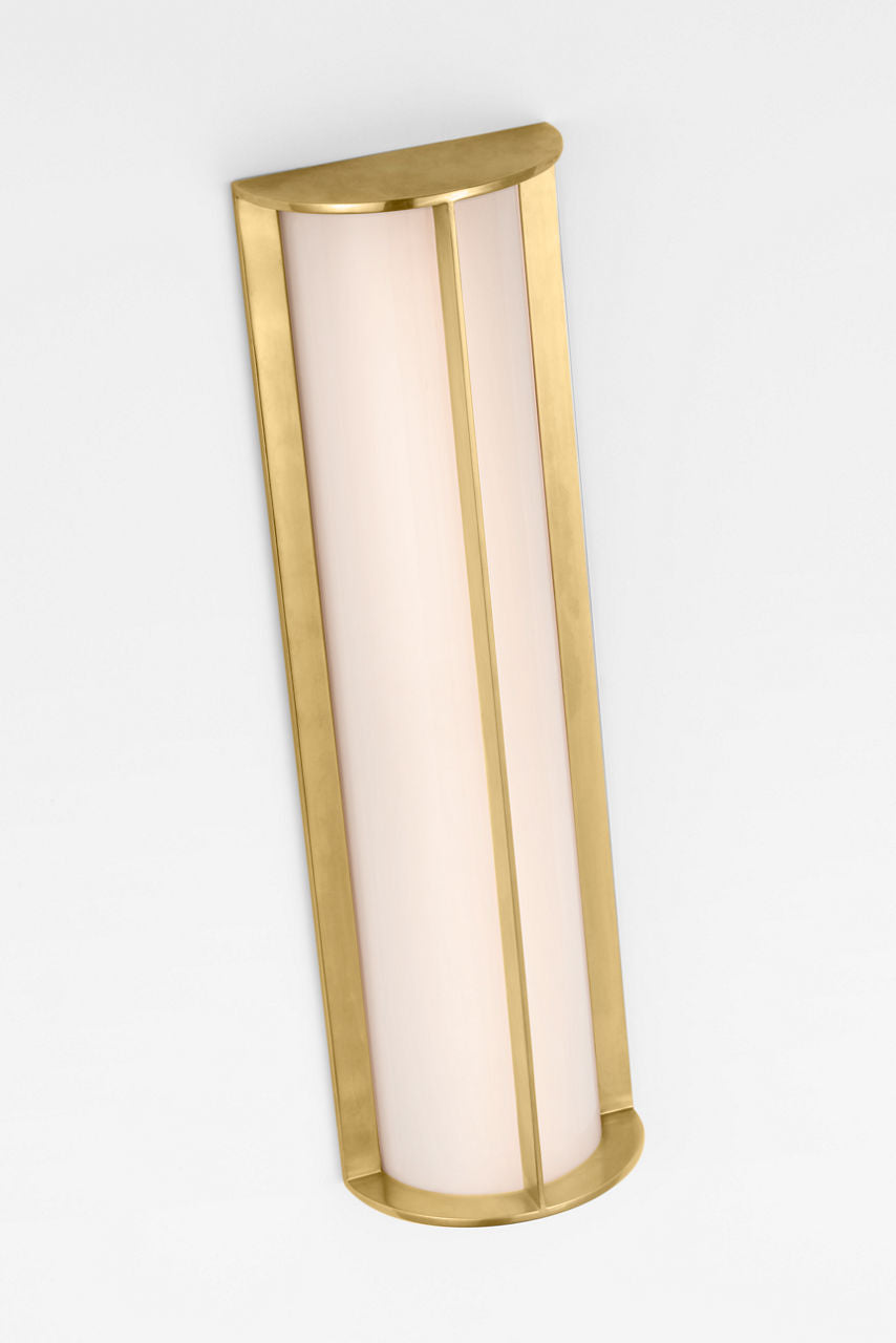 Phinn 18" Linear Bath Sconce | Soft Brass | White Glass