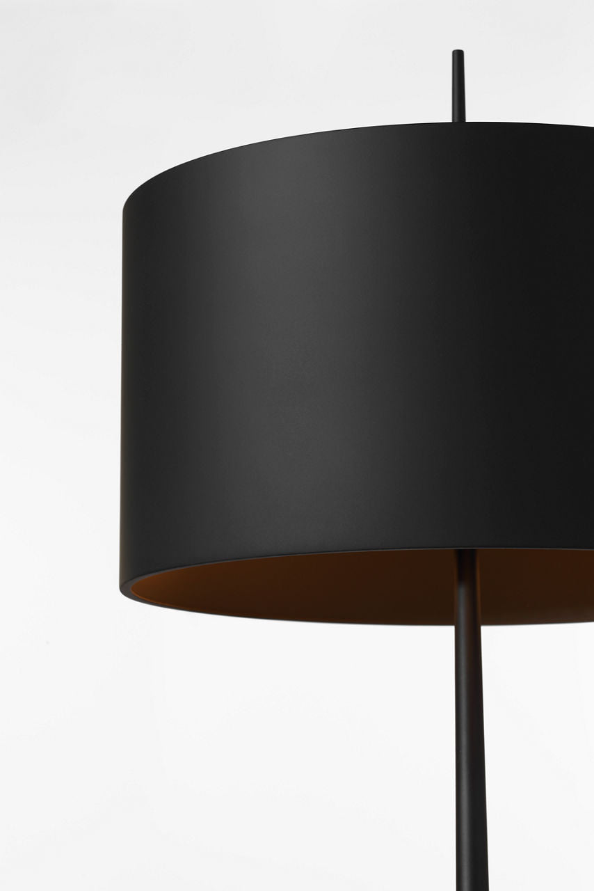 Spinet 26" Modern Trumpet Table Lamp | Matte Black | Black Shade