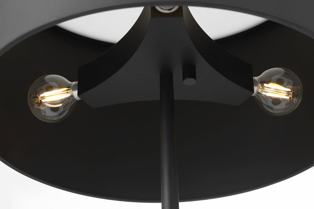 Spinet 26" Modern Trumpet Table Lamp | Matte Black | Black Shade