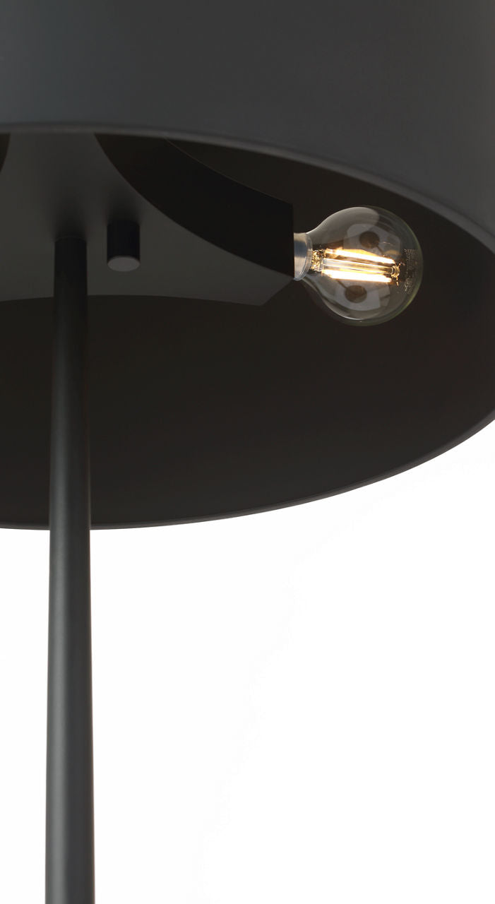 Spinet 26" Modern Trumpet Table Lamp | Matte Black | Black Shade