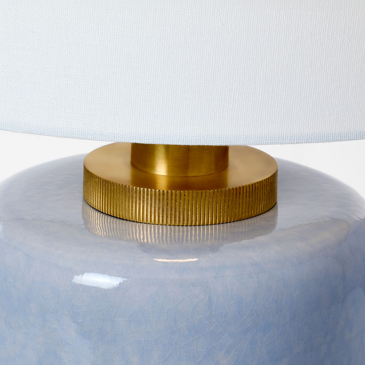 Chado Large Table Lamp | Polar Blue Crackle | Linen Shade