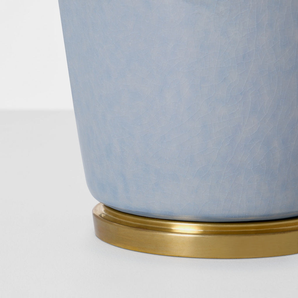 Chado Large Table Lamp | Polar Blue Crackle | Linen Shade