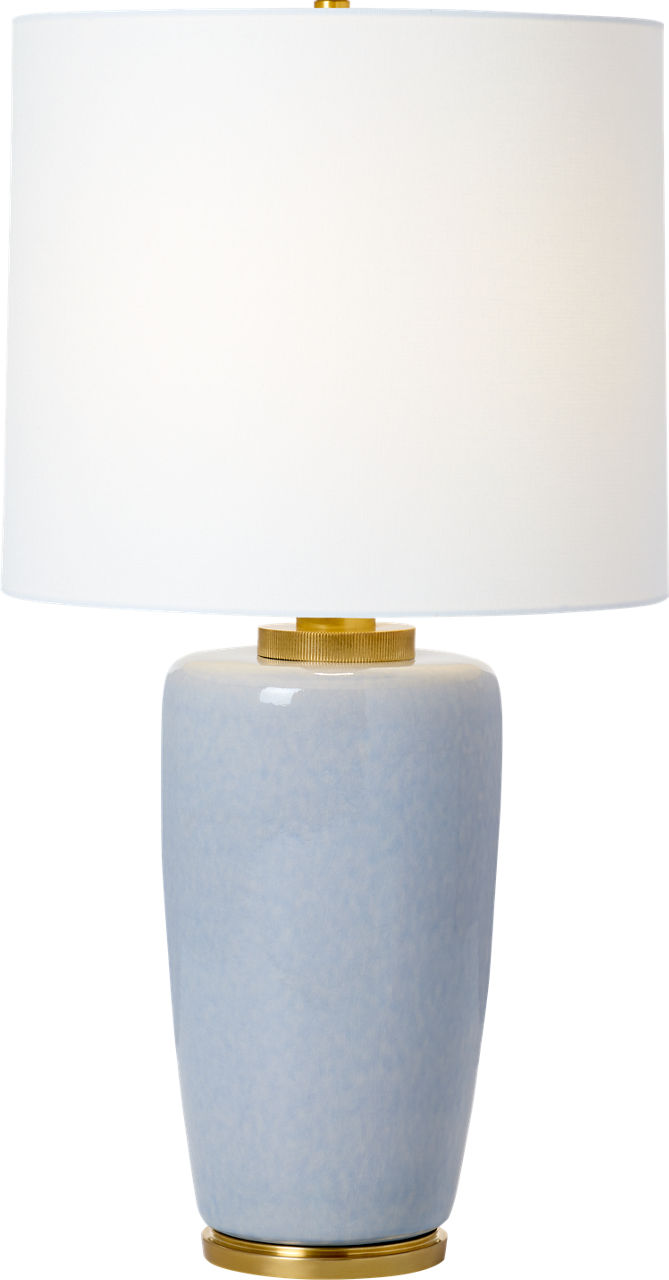 Chado Large Table Lamp | Polar Blue Crackle | Linen Shade