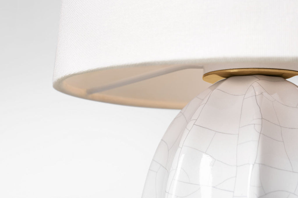 Melanie 12" Cordless Accent Lamp | Crackled Ivory | Linen Shade