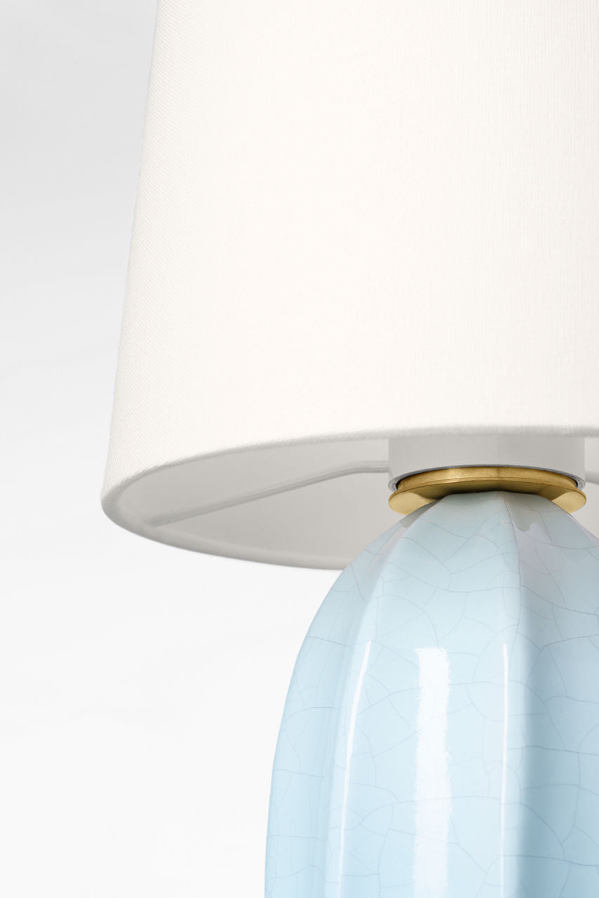 Melanie 12" Cordless Accent Lamp | Crackled Moonseed | Linen Shade