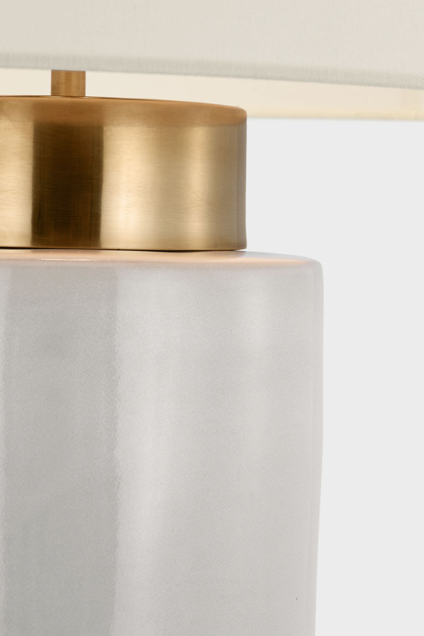 Xian 30" Table Lamp | Ivory and Soft Brass | Linen Shade