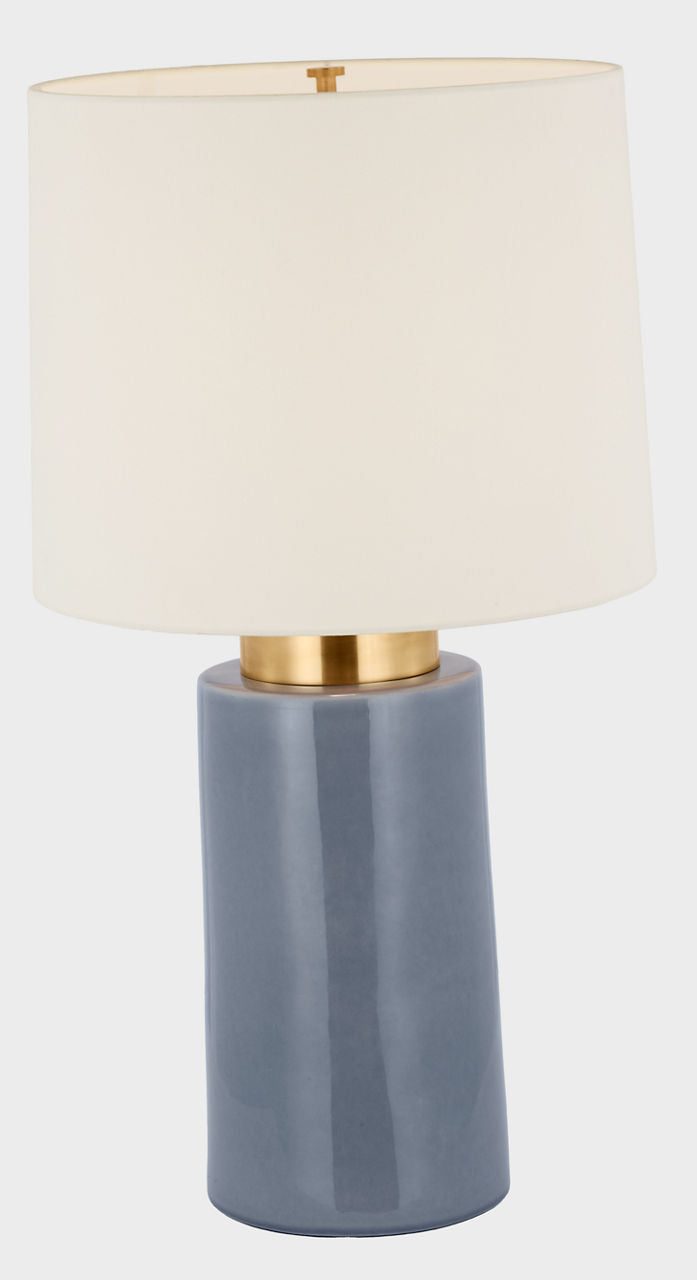 Xian 30" Table Lamp | Polar Blue Crackle and Soft Brass | Linen Shade