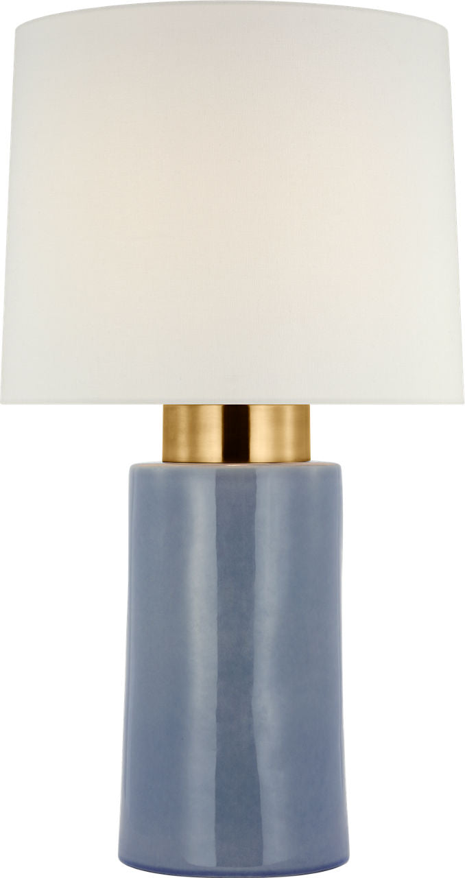 Xian 30" Table Lamp | Polar Blue Crackle and Soft Brass | Linen Shade