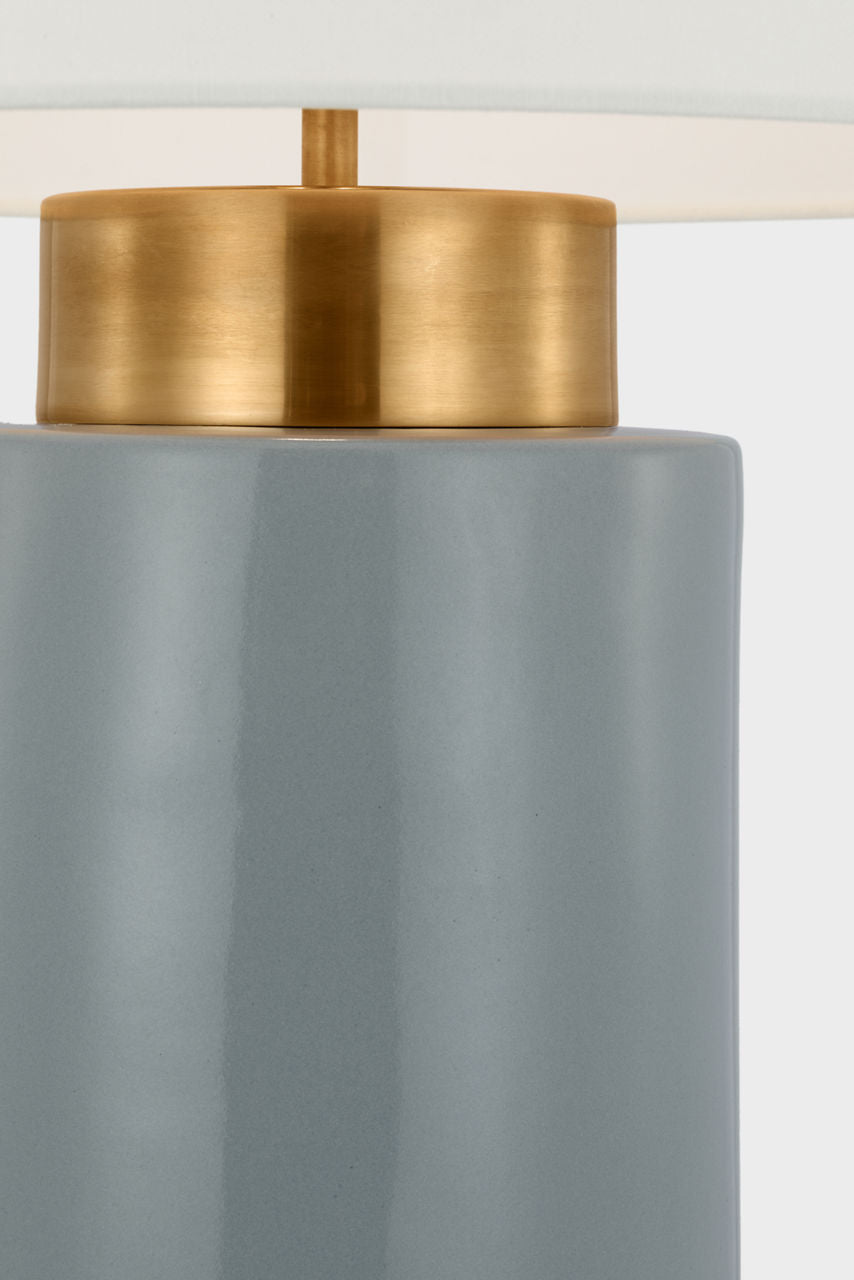 Xian 30" Table Lamp | Sky Gray and Soft Brass | Linen Shade