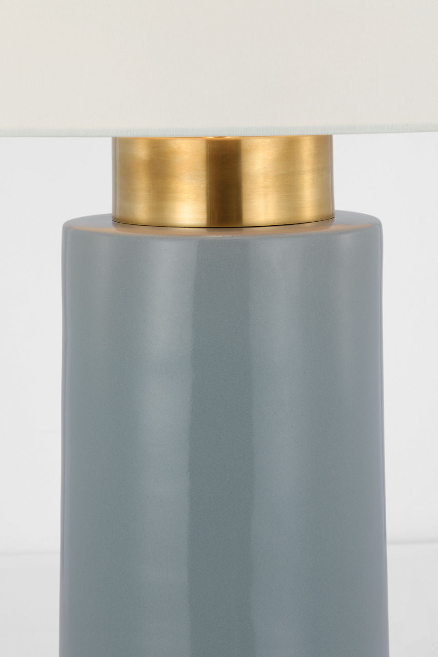 Xian 30" Table Lamp | Sky Gray and Soft Brass | Linen Shade
