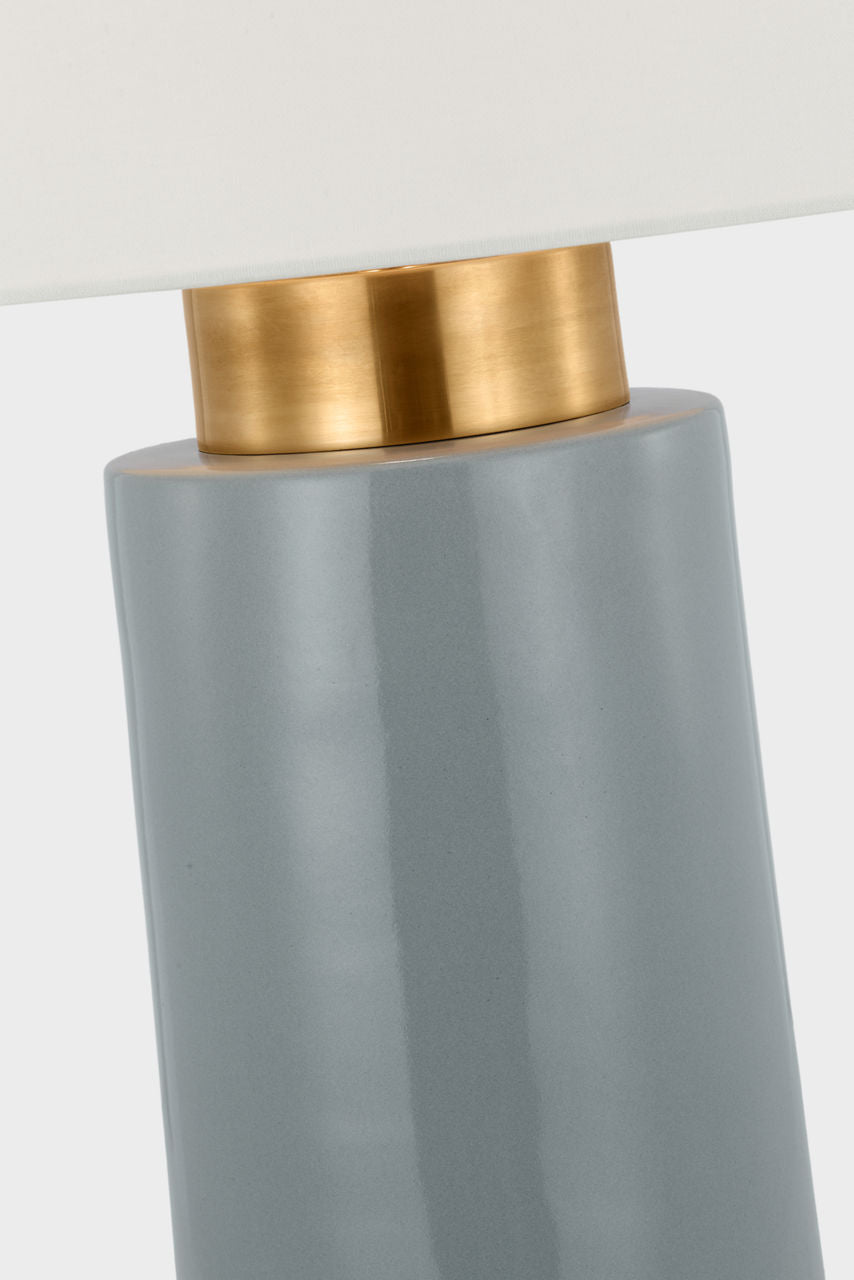 Xian 30" Table Lamp | Sky Gray and Soft Brass | Linen Shade