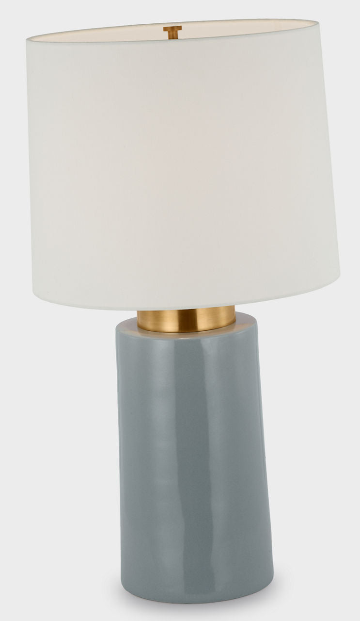 Xian 30" Table Lamp | Sky Gray and Soft Brass | Linen Shade