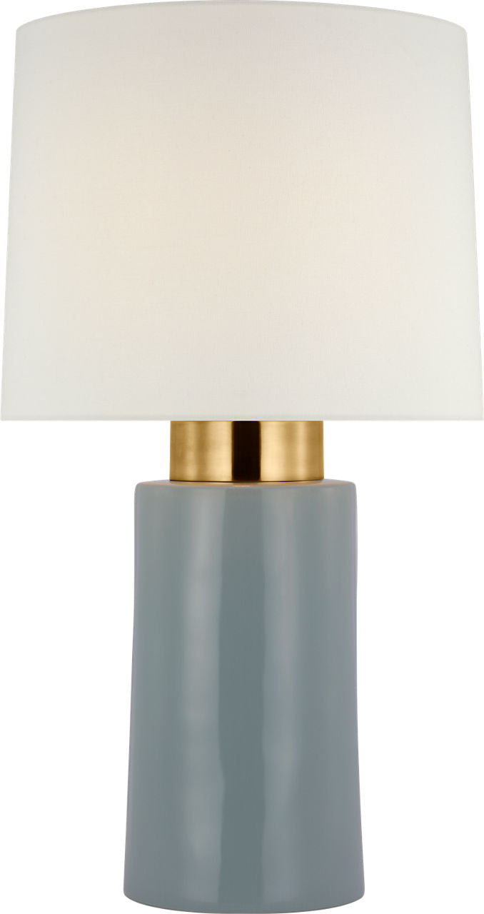 Xian 30" Table Lamp | Sky Gray and Soft Brass | Linen Shade