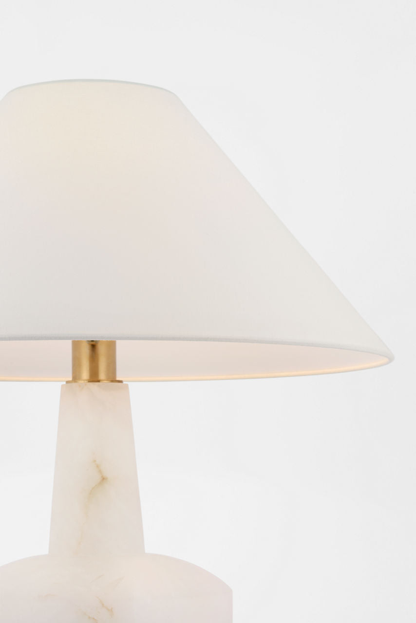 Paros 31" Table Lamp | Alabaster | Linen Flare Shade