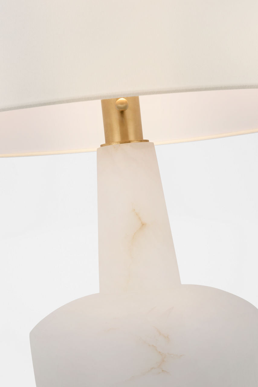 Paros 31" Table Lamp | Alabaster | Linen Flare Shade