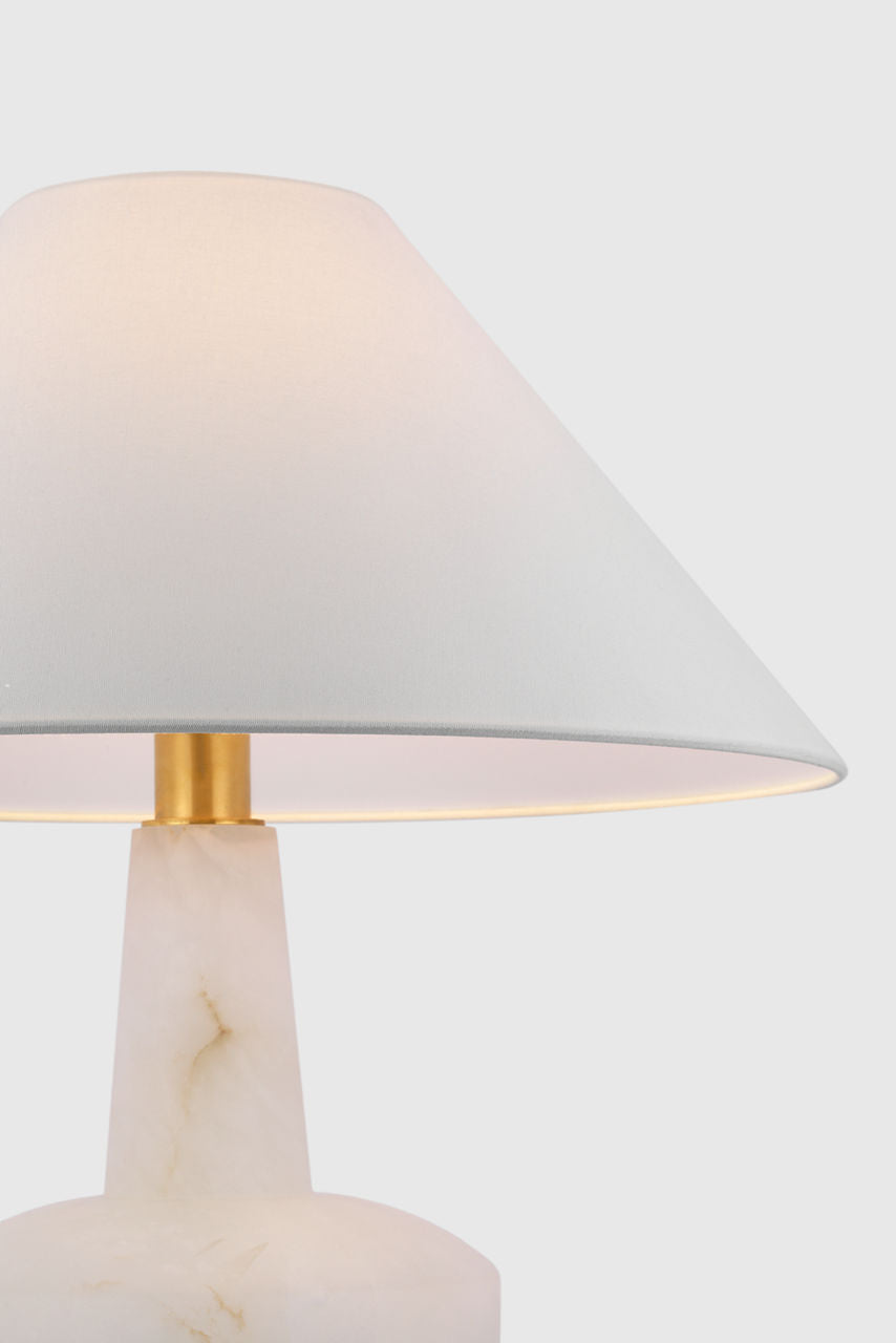Paros 31" Table Lamp | Alabaster | Linen Drum Shade