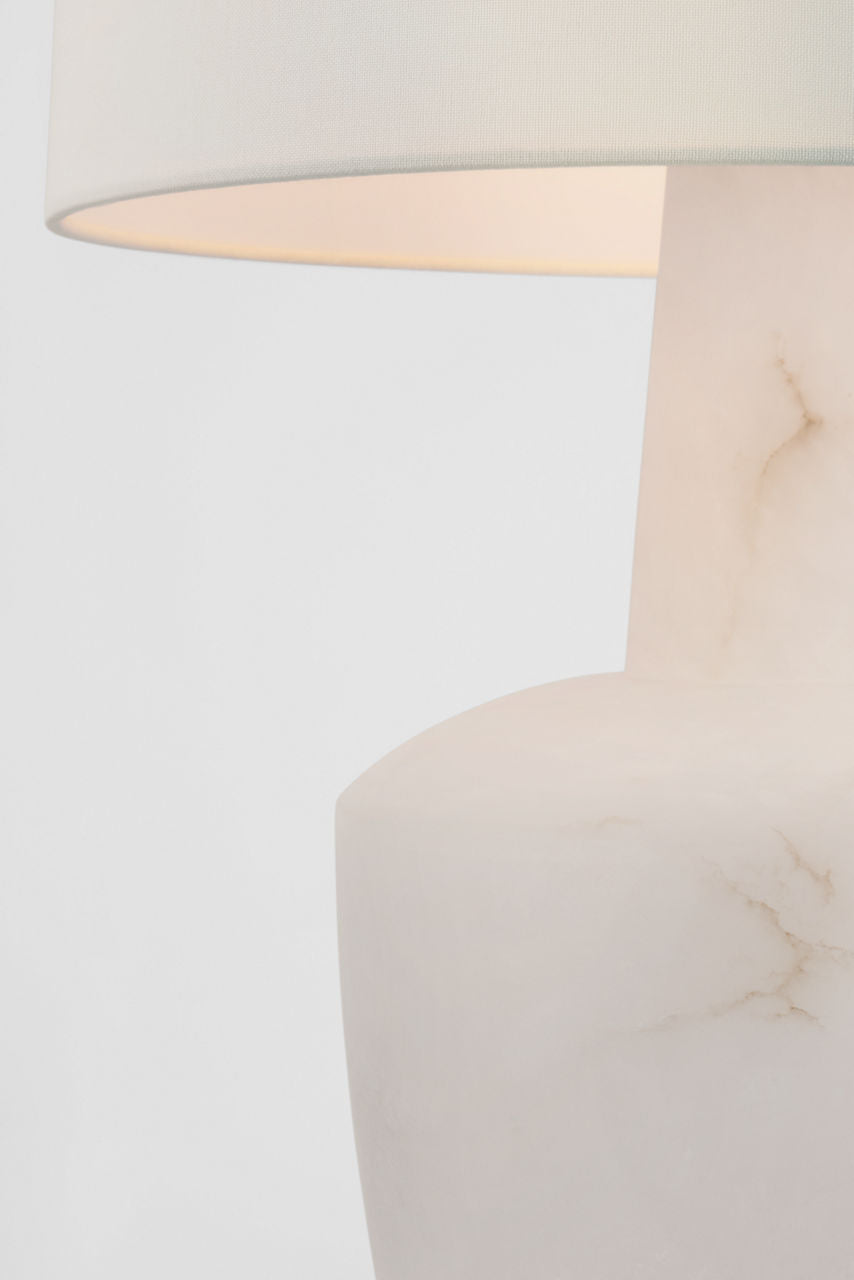 Paros 31" Table Lamp | Alabaster | Linen Drum Shade