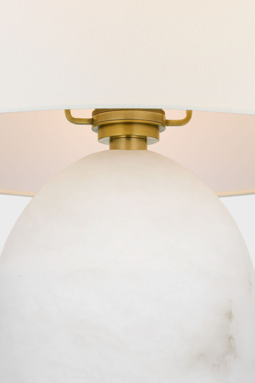 Folly 27" Rotatable Cordless Table Lamp | Alabaster | Linen Shade
