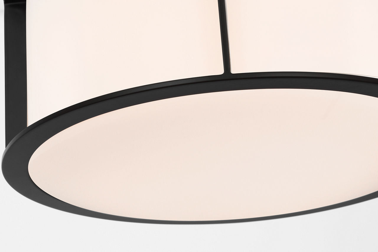 Phinn 13" Flush Mount | Modern Iron | White Glass