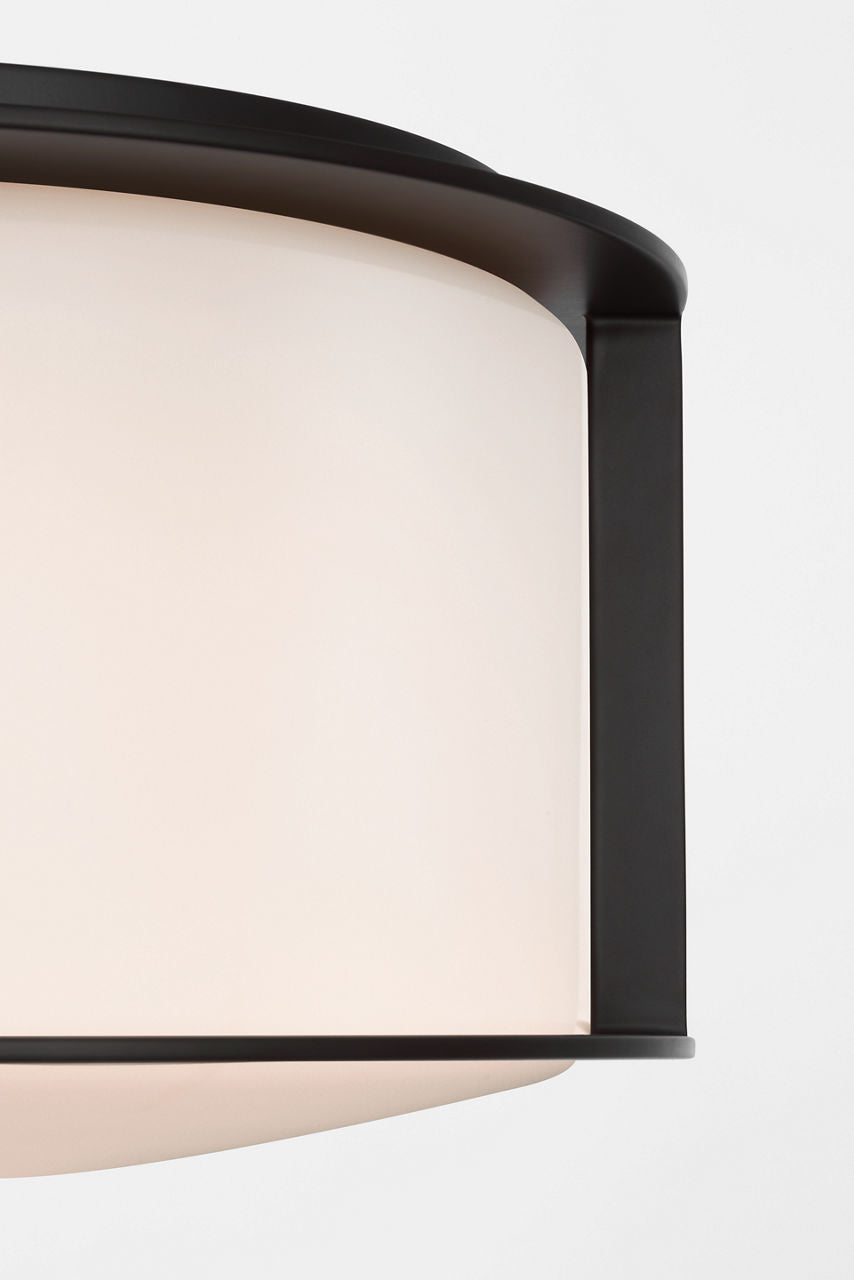 Phinn 13" Flush Mount | Modern Iron | White Glass