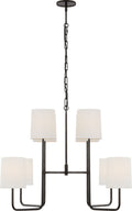 Go Lightly Extra Large Two Tier Chandelier | Bronze | Linen Shades