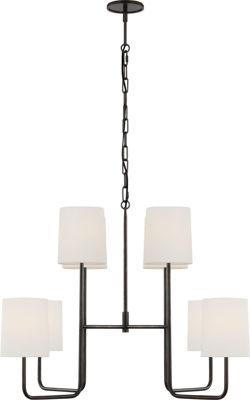 Go Lightly Extra Large Two Tier Chandelier | Bronze | Linen Shades