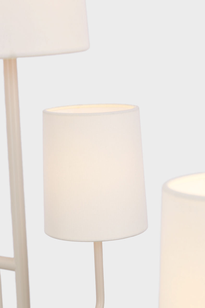 Go Lightly Extra Large Two Tier Chandelier | China White | Linen Shades