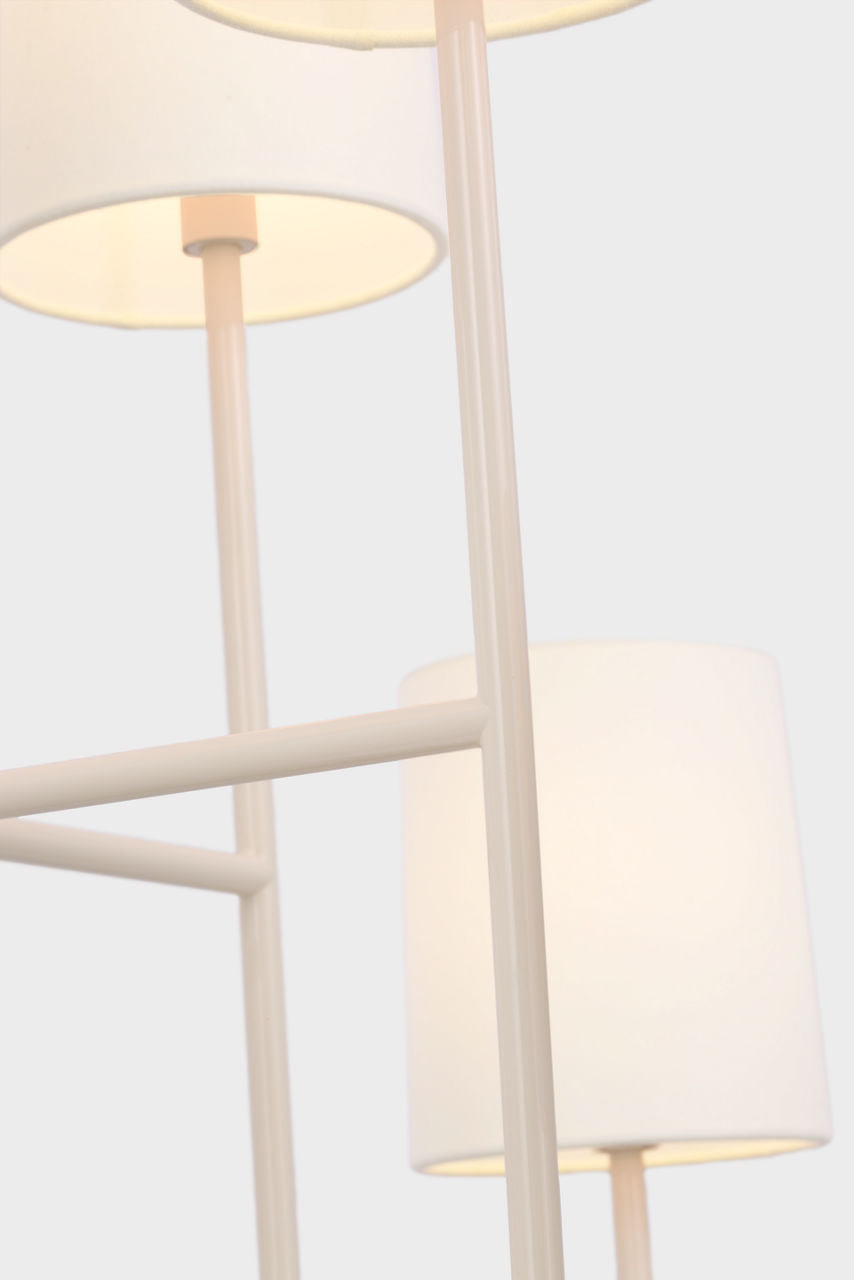 Go Lightly Extra Large Two Tier Chandelier | China White | Linen Shades