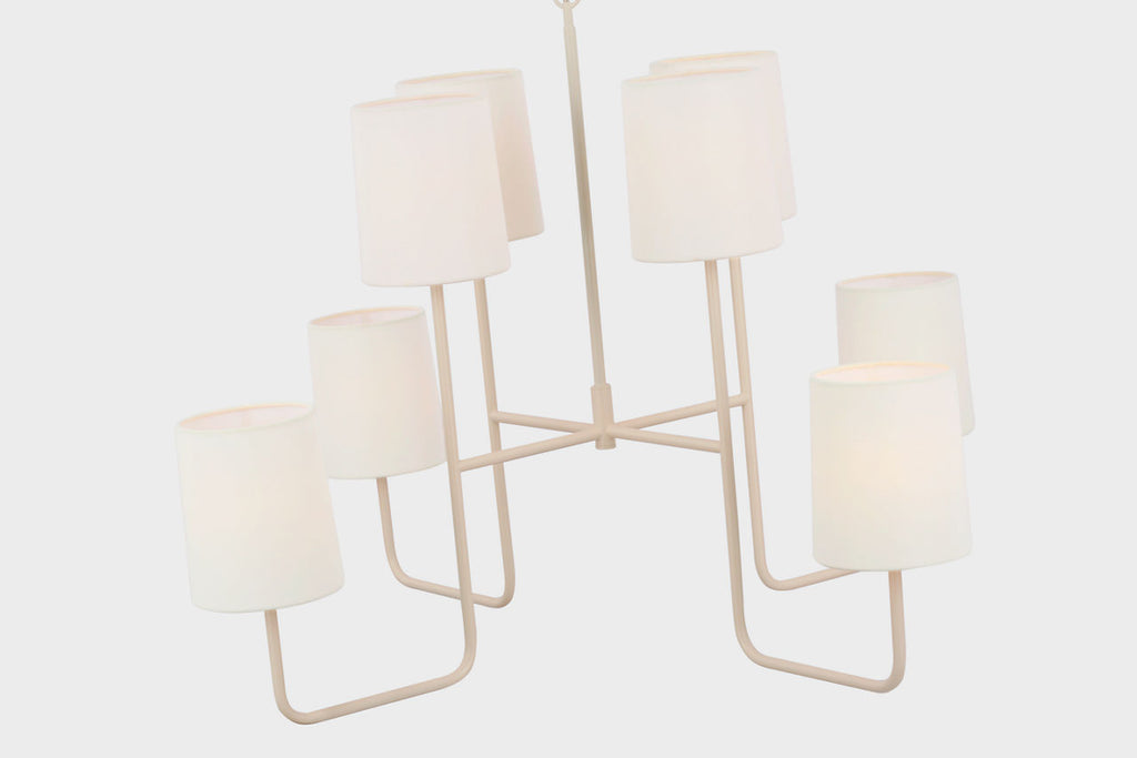 Go Lightly Extra Large Two Tier Chandelier | China White | Linen Shades
