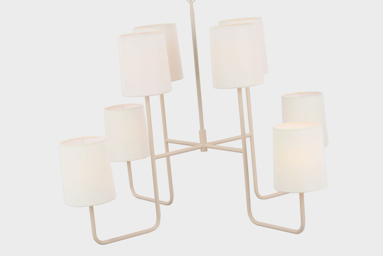 Go Lightly Extra Large Two Tier Chandelier | China White | Linen Shades
