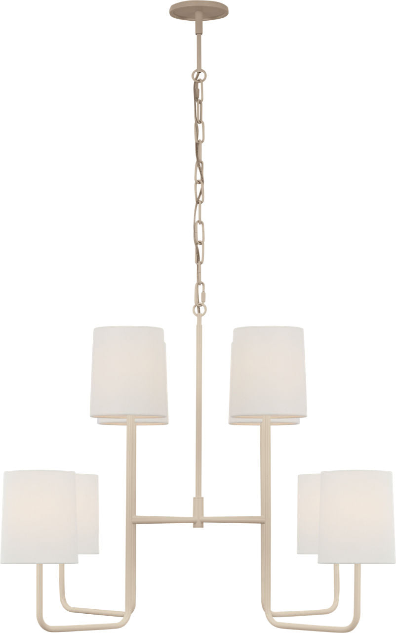 Go Lightly Extra Large Two Tier Chandelier | China White | Linen Shades