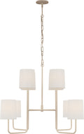 Go Lightly Extra Large Two Tier Chandelier | China White | Linen Shades