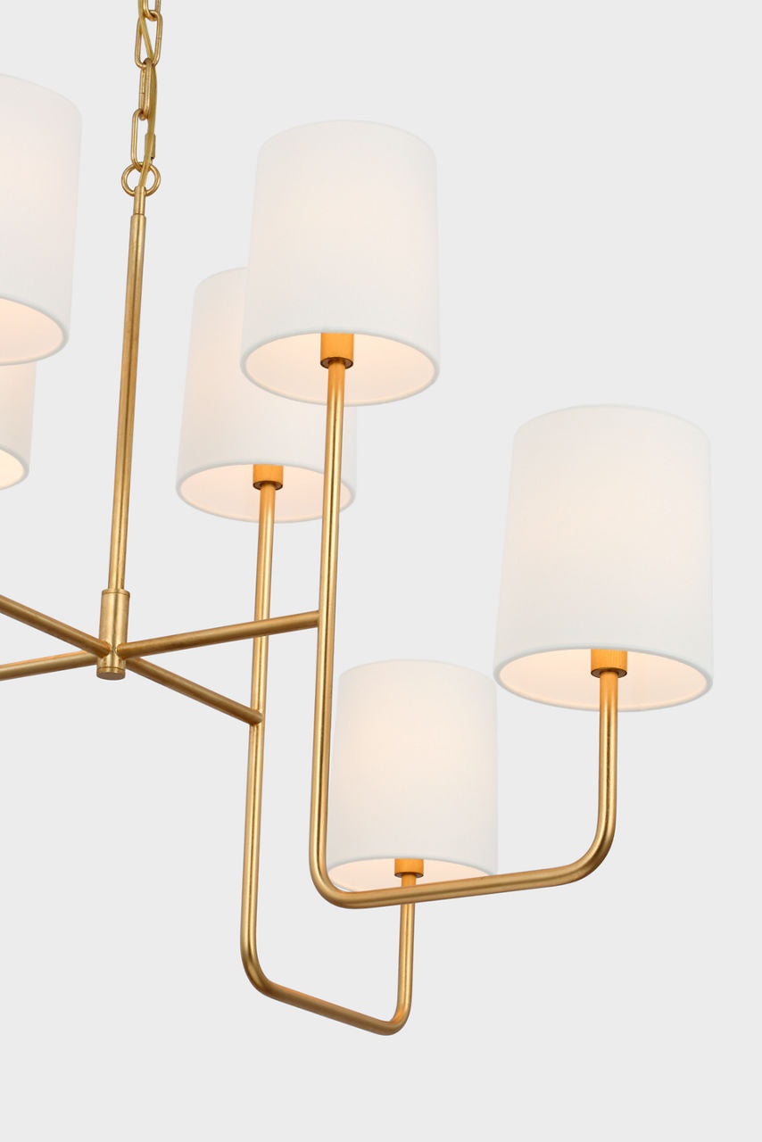 Go Lightly Extra Large Two Tier Chandelier | Gild | Linen Shades