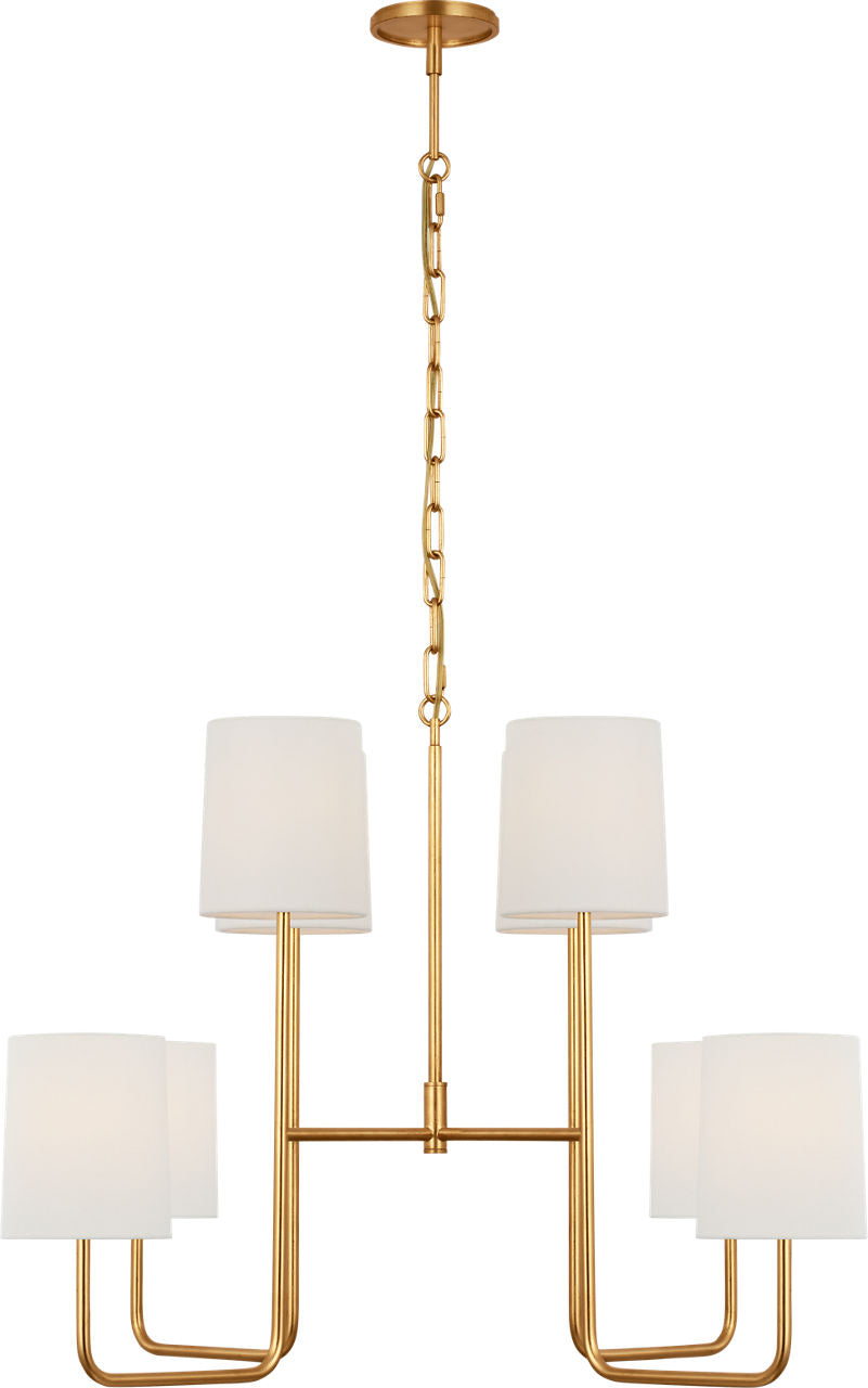 Go Lightly Extra Large Two Tier Chandelier | Gild | Linen Shades