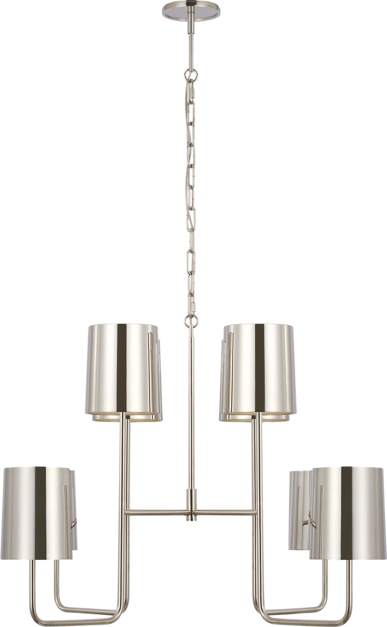 Go Lightly Extra Large Two Tier Chandelier | Polished Nickel | Polished Nickel Shades