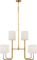 Go Lightly Extra Large Two Tier Chandelier | Soft Brass | Linen Shades