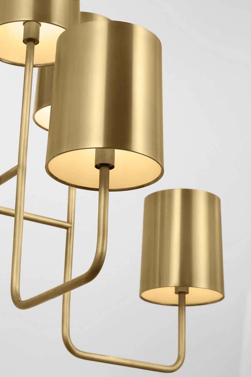 Go Lightly Extra Large Two Tier Chandelier | Soft Brass | Soft Brass Shades