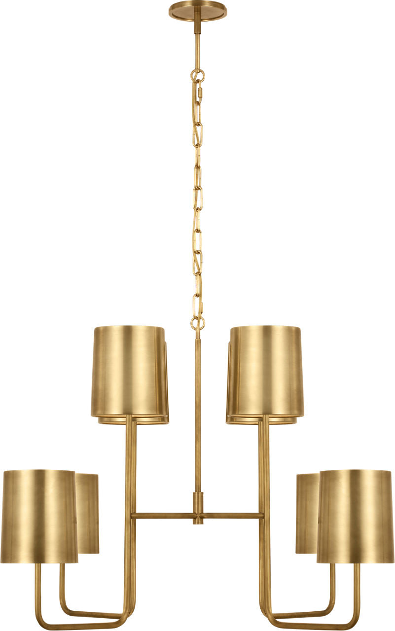 Go Lightly Extra Large Two Tier Chandelier | Soft Brass | Soft Brass Shades