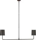 Go Lightly 54" Two Light Linear Chandelier | Bronze | Bronze Shades