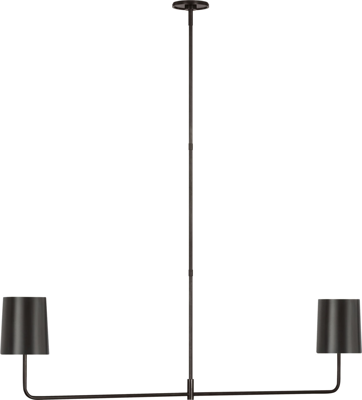 Go Lightly 54" Two Light Linear Chandelier | Bronze | Bronze Shades