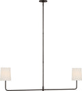 Go Lightly 54" Two Light Linear Chandelier | Bronze | Linen Shades