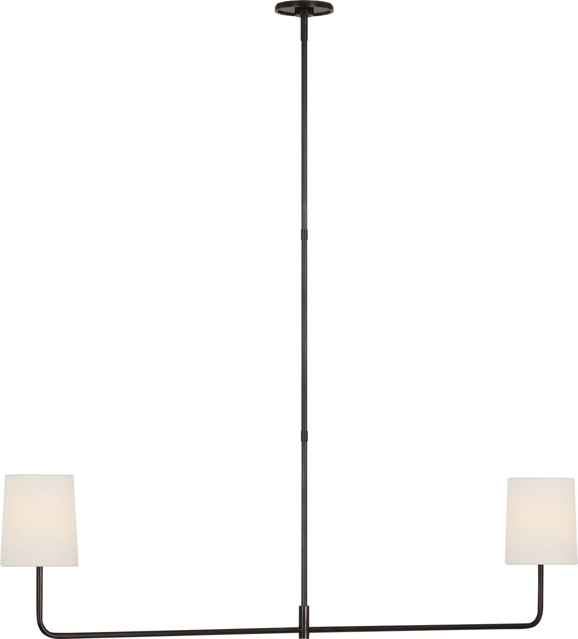 Go Lightly 54" Two Light Linear Chandelier | Bronze | Linen Shades