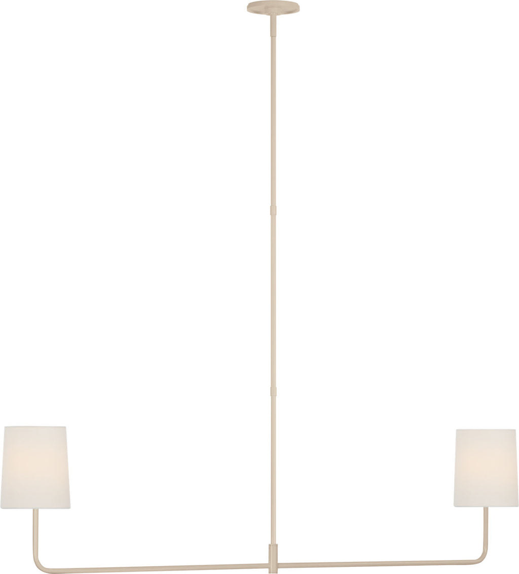 Go Lightly 54" Two Light Linear Chandelier | China White | Linen Shades