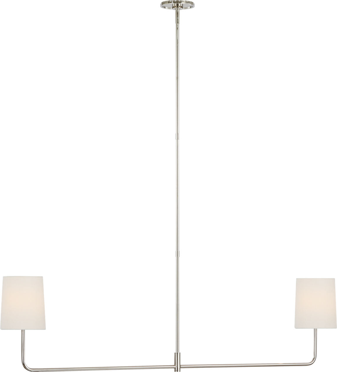 Go Lightly 54" Two Light Linear Chandelier | Polished Nickel | Linen Shades