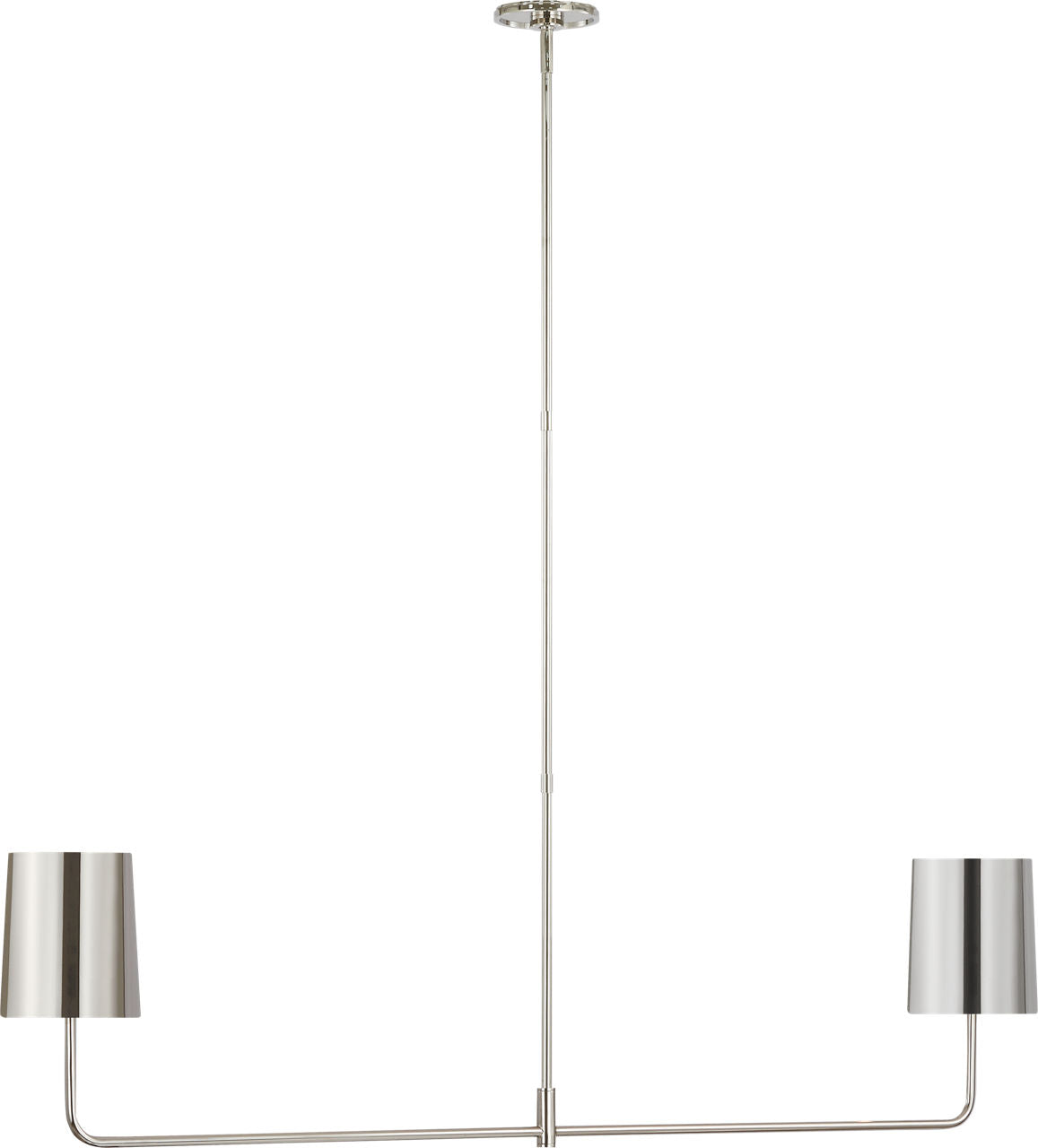 Go Lightly 54" Two Light Linear Chandelier | Polished Nickel | Polished Nickel Shades