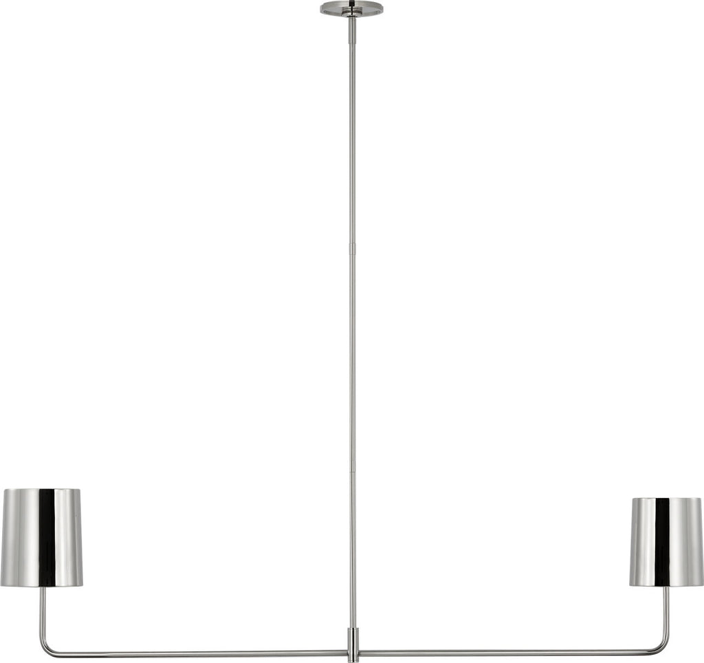 Go Lightly 54" Two Light Linear Chandelier | Polished Nickel | Polished Nickel Shades