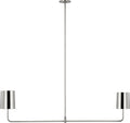 Go Lightly 54" Two Light Linear Chandelier | Polished Nickel | Polished Nickel Shades