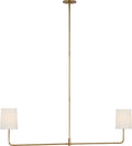 Go Lightly 54" Two Light Linear Chandelier | Soft Brass | Linen Shades