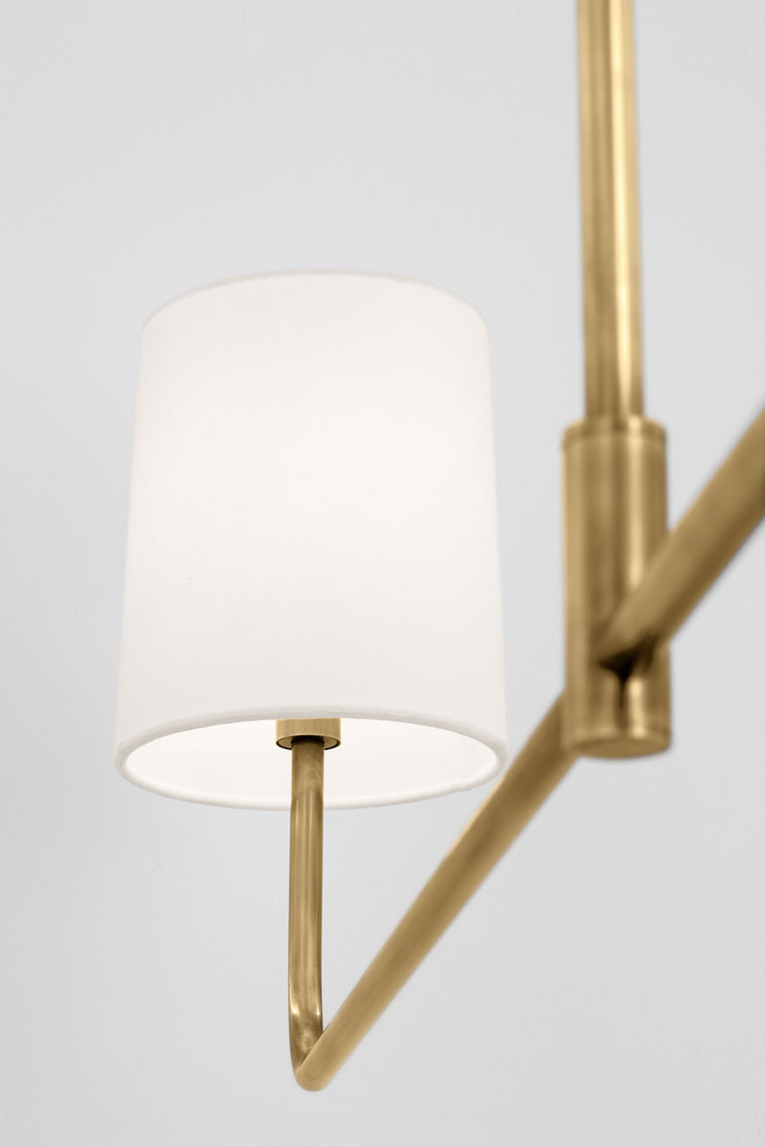 Go Lightly 54" Two Light Linear Chandelier | Soft Brass | Linen Shades